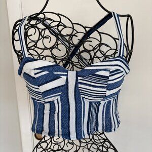 Band of Gypsies Women's Cropped Lined Blue Camisole with Padded Insets Medium